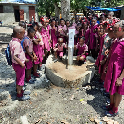 Celebrating their new well
