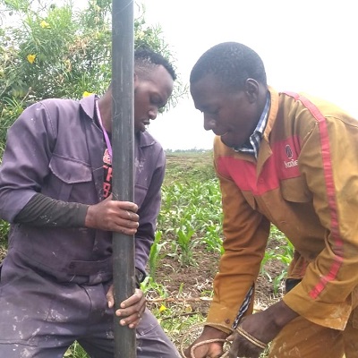 The team working to restore water in Kasinogo community 