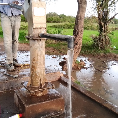 Siany Community hand-pump producing safe water after rehabilitation
