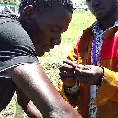 Kandaria community hand-pump undergoing repair 