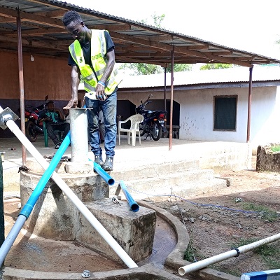 Hand-pump repair is underway