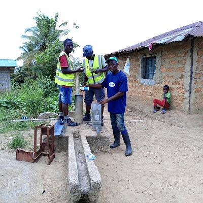 The hand-pump undergoing repair