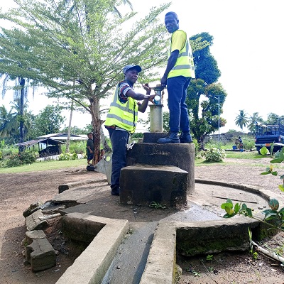This is a communal hand-pump