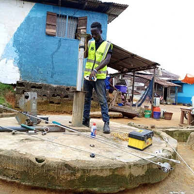 Hand-pump repair in progress