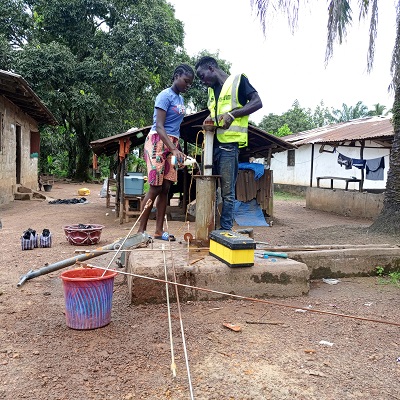 The hand-pump is undergoing repair 