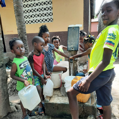 Children by well