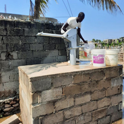 Drawing water from new well