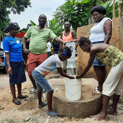 Children by new well