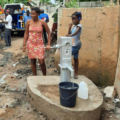 Drawing water from new well