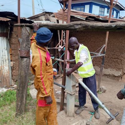 This is hand pump repair team at work