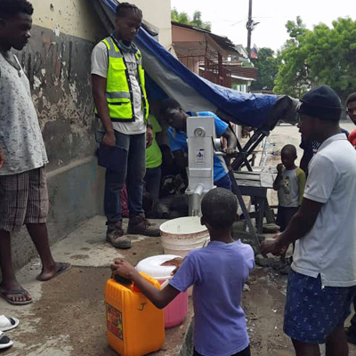 Drawing water from new well