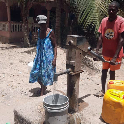 Drawing water from newly repaired pump