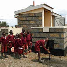 Boys by New Latrine & Handwashing Station